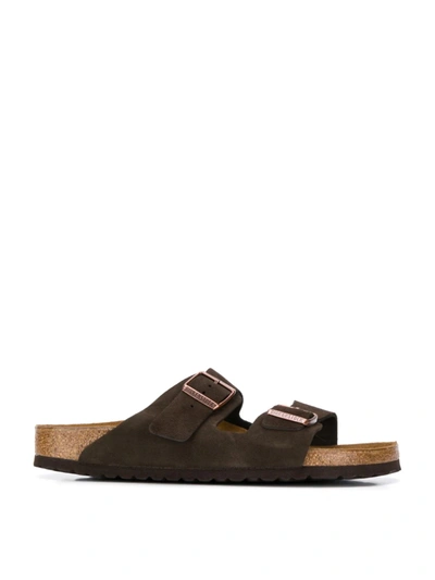 Shop Birkenstock Double Strap Slip-on Sandals In Brown
