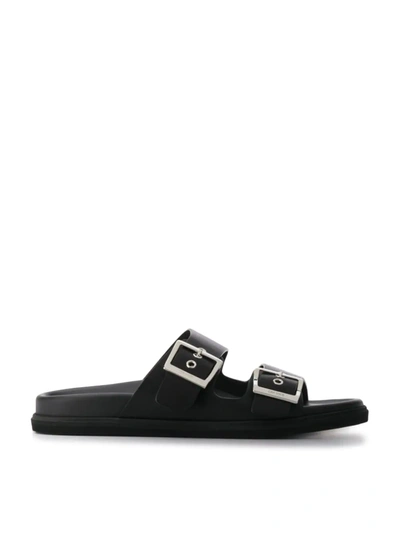 Shop Car Shoe Buckled Flat Slides In Black