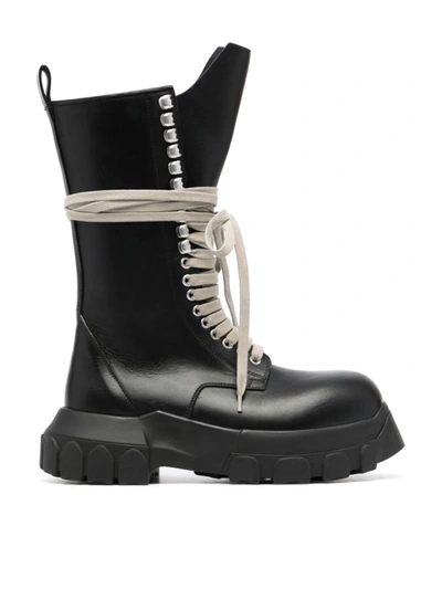 Shop Rick Owens Lace-up Leather Boots In Black