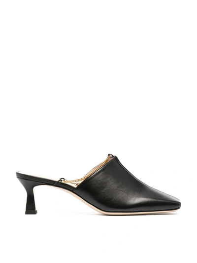 Shop Wandler Square-toe Leather Mules In Black