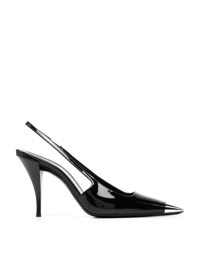 Shop Saint Laurent Blade 90mm Slingback Pumps In Black