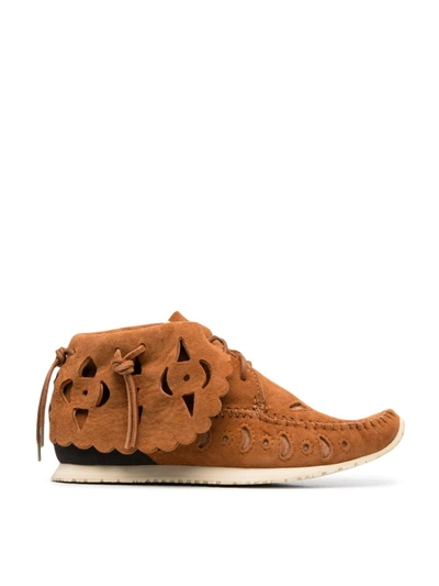 Shop Visvim Cut-out Moccasin Ankle Boots In Brown