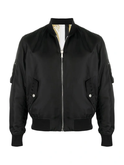 Shop Versace Logo Pocket Bomber Jacket In Black