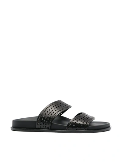 Shop Alaïa Laser-cut Flat Sandals In Black