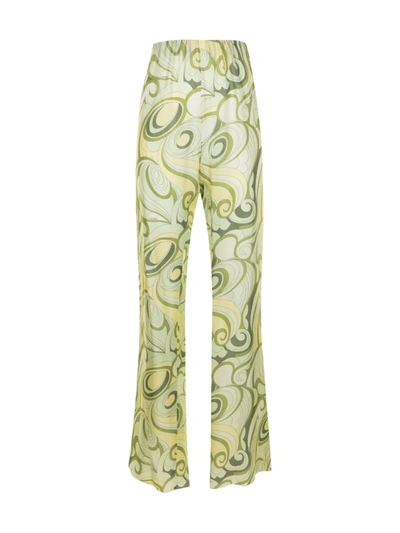 Shop Raf Simons Hippie-print Silk Trousers In Green
