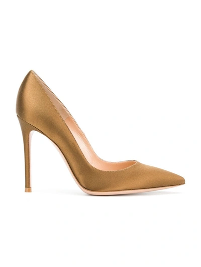 Shop Gianvito Rossi Pointed Stiletto Pumps In Metallic