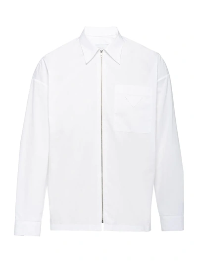 Shop Prada Loose Fit Zip Front Shirt In White