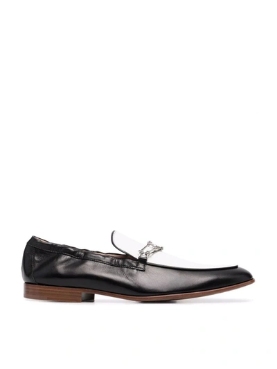 Shop Lanvin Contrast-panel Loafers In White