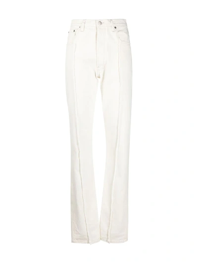 Shop Maison Margiela Frayed Straight-leg Jeans In Neutrals