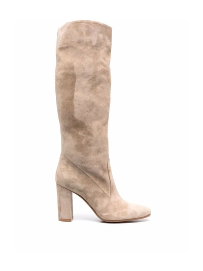 Shop Gianvito Rossi Suede Knee-high Boots In Neutrals