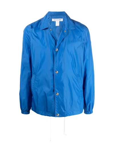 Shop Comme Des Garçons Shirt Face-print Shirt Jacket In Blue