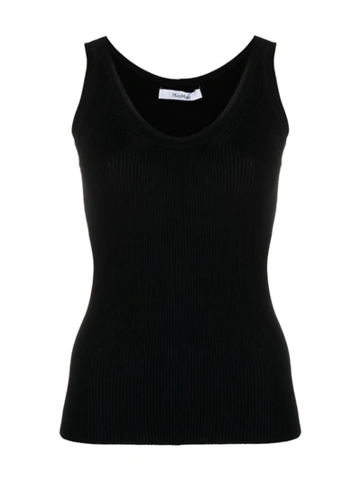 Max Mara Plava Silk And Cashmere Knit Tank Top In Black