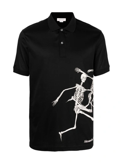 Shop Alexander Mcqueen Skeleton-print Polo Shirt In Black
