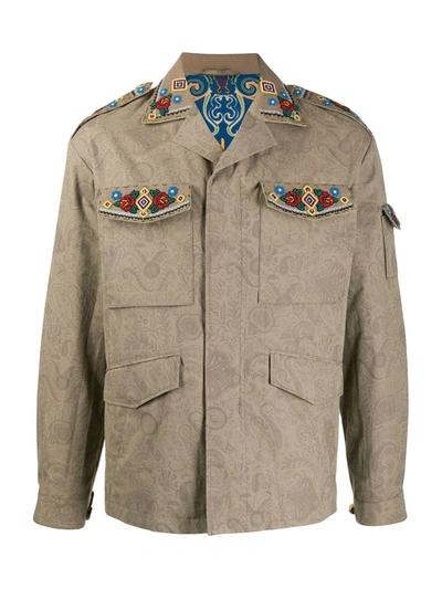 Shop Etro Beaded Paisley-print Jacket In Neutrals