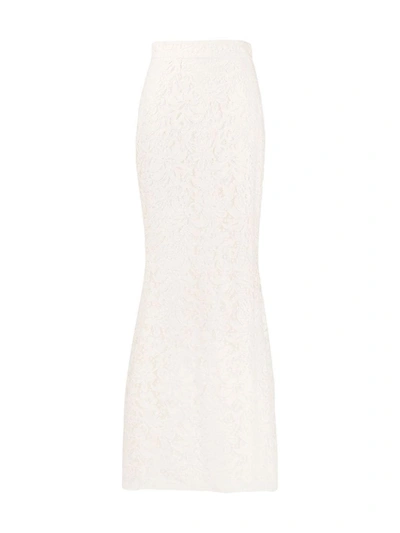 Shop Dolce & Gabbana Lace Long Skirt In Neutrals