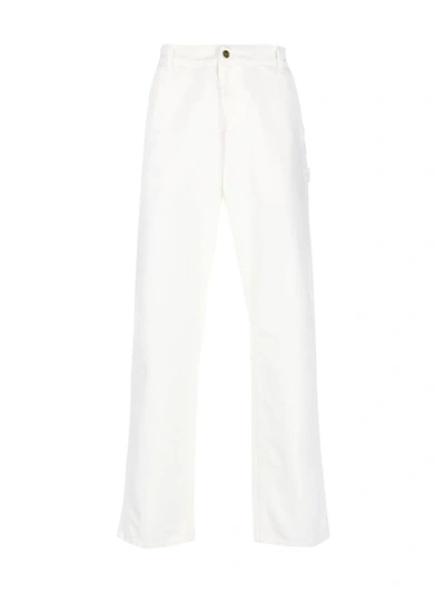 Shop Carhartt Mid-rise Straight Trousers In White