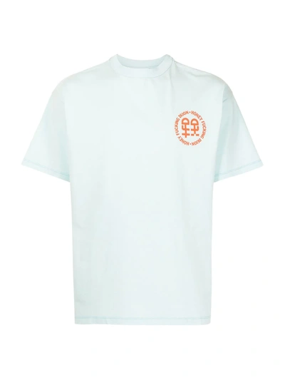 Shop Honey Fucking Dijon Logo-print Cotton T-shirt In Blue