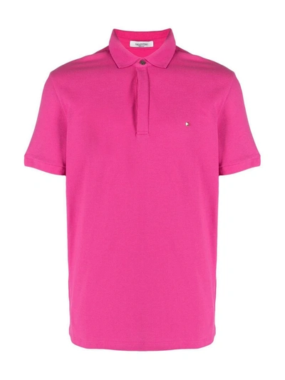 Shop Valentino Logo-patch Polo Shirt In Pink