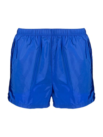 Shop Prada Logo-patch Swim Shorts In Blue