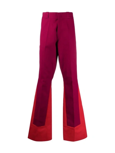 Shop Raf Simons Two-tone Flared Trousers In Purple