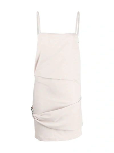 Shop Attico Clasp-detail Mini Dress In Neutrals