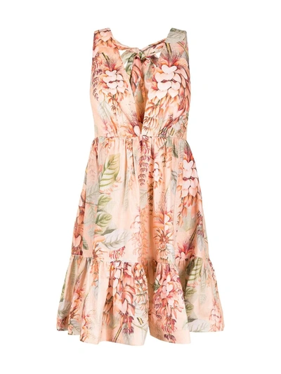 Shop Zimmermann Floral-print Mini Dress In Multicolour