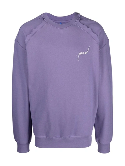 Shop Ader Error Kaput Embroidered Logo Cotton Sweatshirt In Purple
