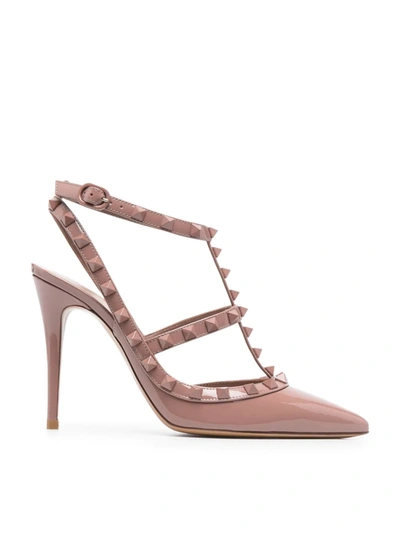 Shop Valentino Rockstud 100mm Ankle-strap Pumps In Nude