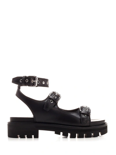 Shop Alaïa Ankle Strap Platform Sandals In Black