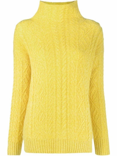 Shop Ermanno Scervino Yellow Turtleneck Sweater