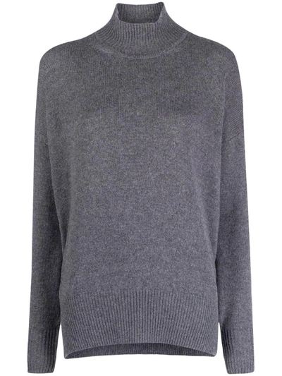 Shop Jil Sander Grey Roll Neck Cashmere Sweater