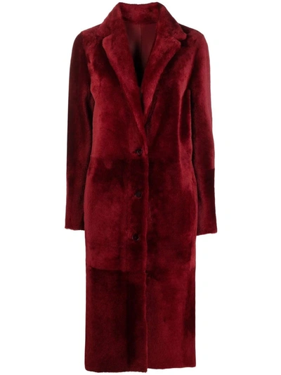 Shop Drome Red Fur Single Breasted Coat
