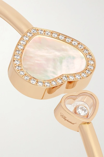 Shop Chopard Happy Hearts 18-karat Rose Gold, Mother-of-pearl And Diamond Cuff