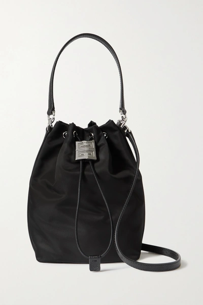 Shop Givenchy 4g Leather-trimmed Shell Bucket Bag In Black