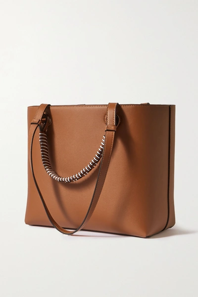 Shop Loewe Anagram Small Debossed Printed Leather Tote In Brown