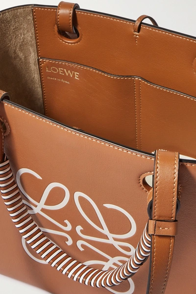 Shop Loewe Anagram Small Debossed Printed Leather Tote In Brown