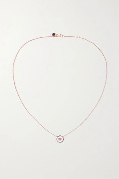 Shop Selim Mouzannar 18-karat Rose Gold, Enamel, Tourmaline And Diamond Necklace