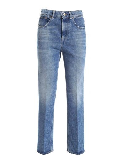 Shop Golden Goose New Cropped Flare Deryn Jeans In Blue