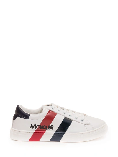 Shop Moncler Enfant Double Stripe Sneakers In White