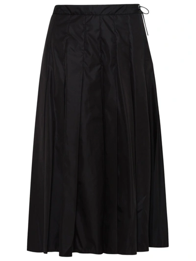 Shop Moncler Waist Drawstring Midi Skirt In Black