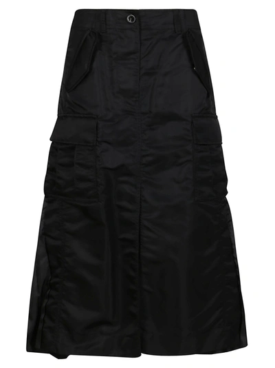 Shop Sacai Pleated Detailed Midi Skirt In Black