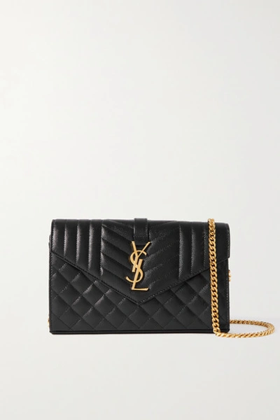 Shop Saint Laurent Monogramme Quilted Textured-leather Shoulder Bag In Black
