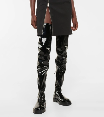 Black Patent Leather Thigh-high Boots