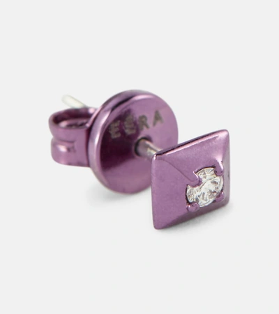 Shop Eéra Eéra Mini Eéra Medium 18kt Gold Single Earring With Diamonds In Purple