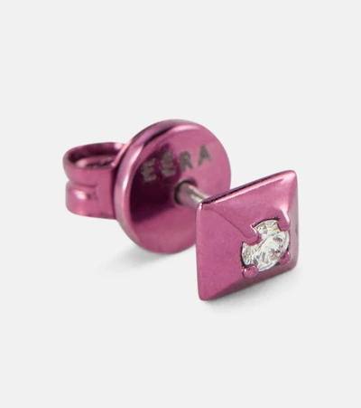 Shop Eéra Eéra Mini Eéra Large 18kt Gold Single Earring With Diamonds In Pink