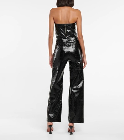 Rotate Birger Christensen Rotie Snake-effect Vegan Leather Straight-leg Pants In Black