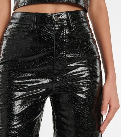 Rotate Birger Christensen Rotie Snake-effect Vegan Leather Straight-leg Pants In Black