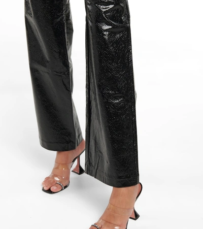 Rotate Birger Christensen Rotie Snake-effect Vegan Leather Straight-leg Pants In Black