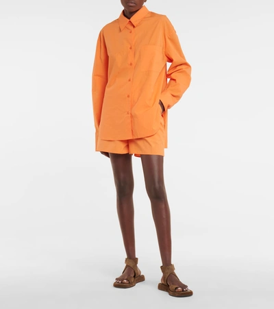 Shop The Frankie Shop Lui Cotton Shorts In Orange