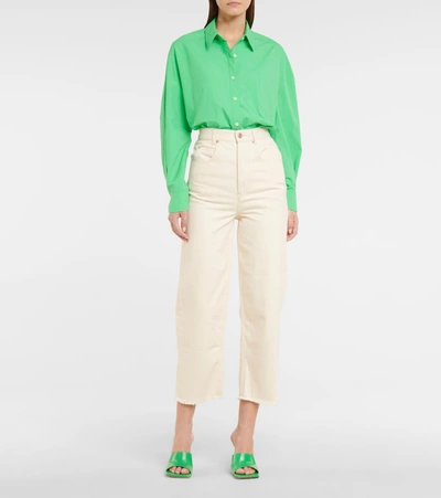 Shop The Frankie Shop Melody Oversized Cotton Shirt In Green